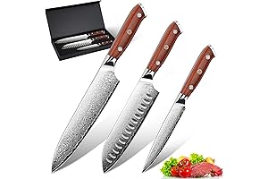 Damascus Chef Knife Set (3PCS), Japanese Style Kramer Knife VG10 Steel