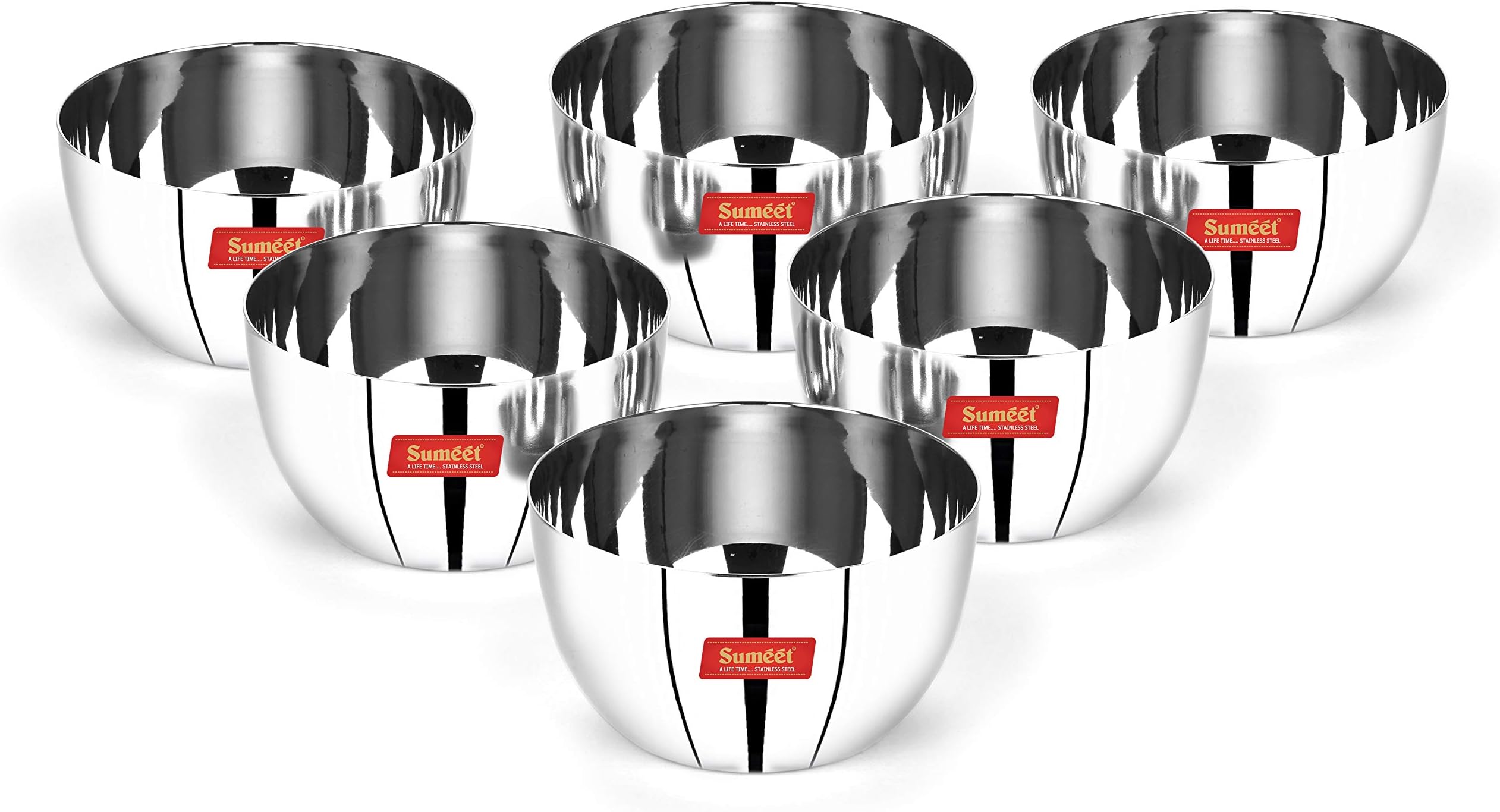 Sumeet Stainless Steel SoLid Apple Bowl - 220ml, 6 Pc