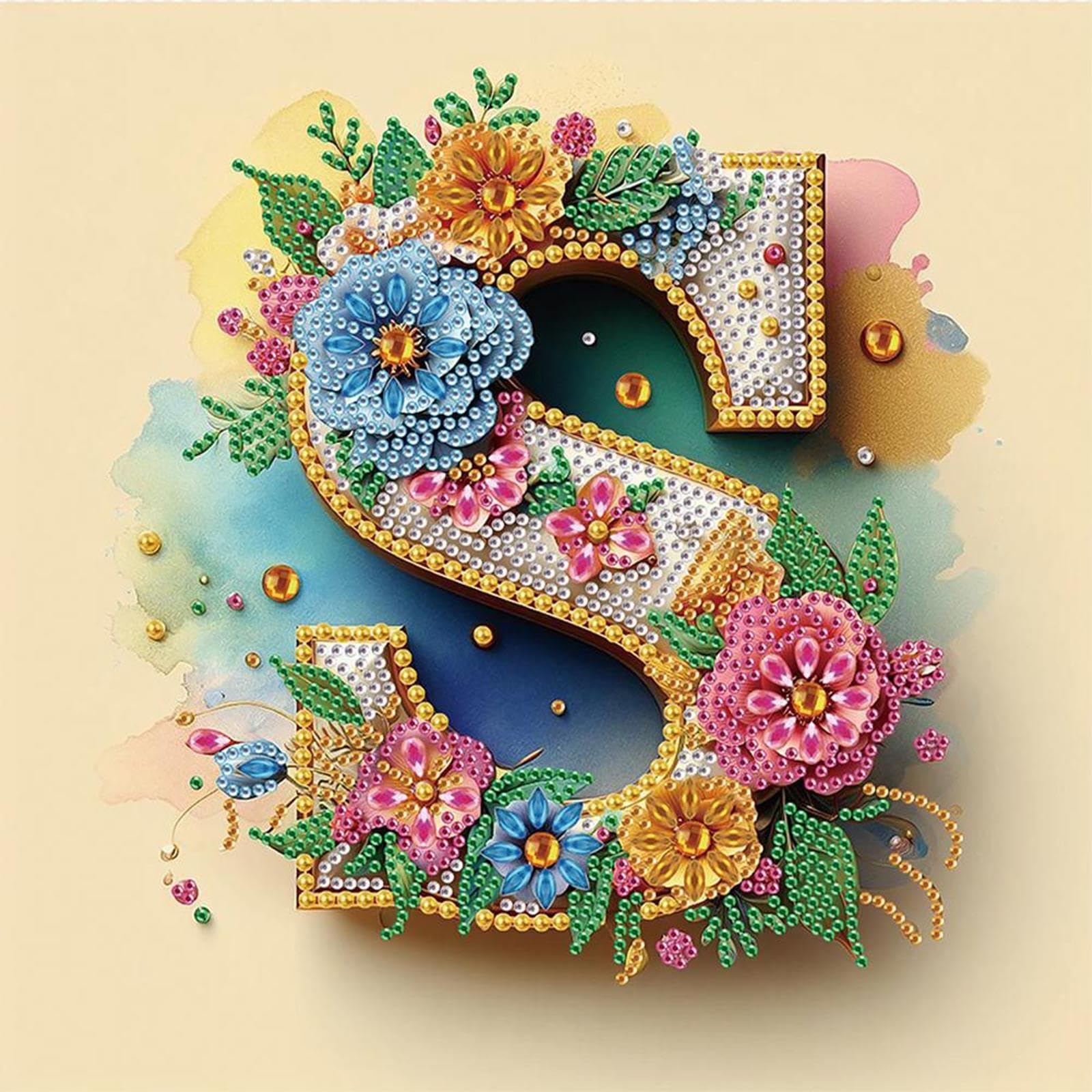 Poetrydraw Szm019 5D Diy Partial Special Shaped Drill Diamond Painting Letter S Decoration30x30cm