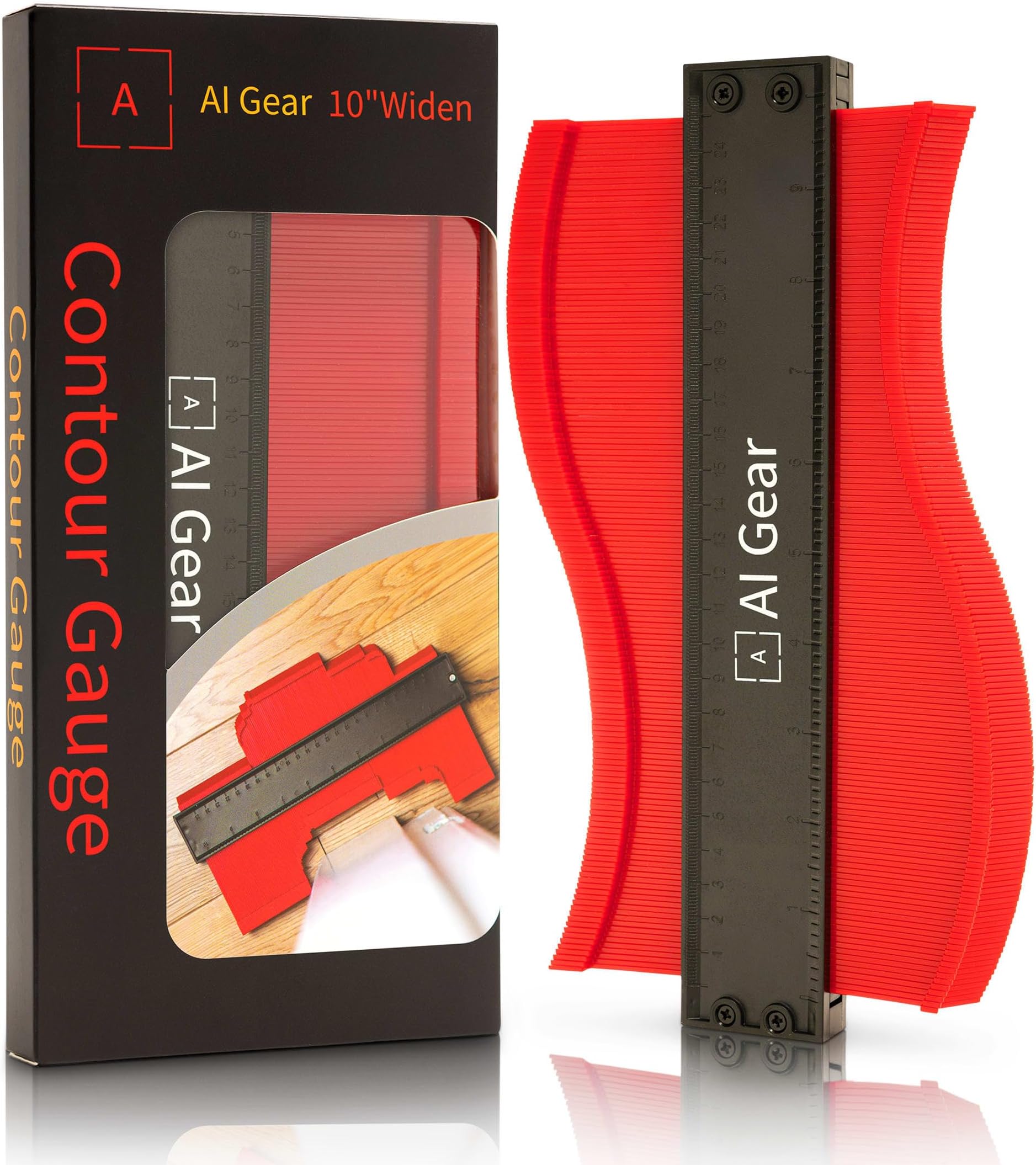 AI Gear 10-Inch Contour Gauge Shape Copying Tool for DIY, Woodworking, Flooring & Tiling for Marking Around Pipes, Corners & Edges