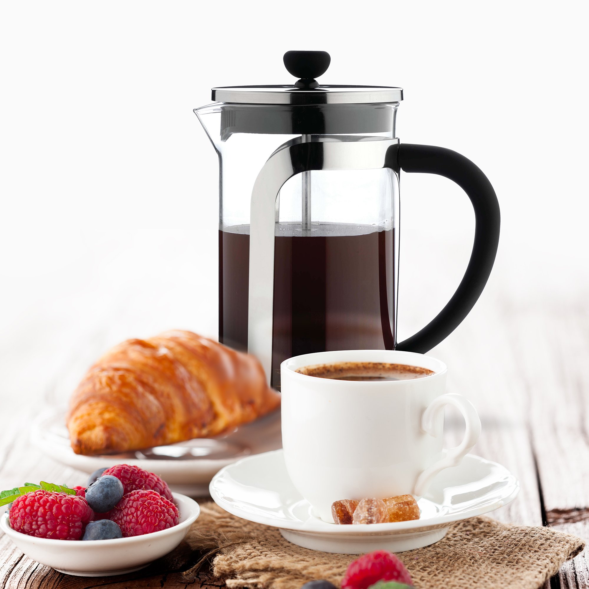 Café Olé Mode Kawiarka, szklany korpus z elegancką obudową ze stali nierdzewnej i filtrem siatkowym, 350 ml (3 filiżanki espresso lub 1 kubek)