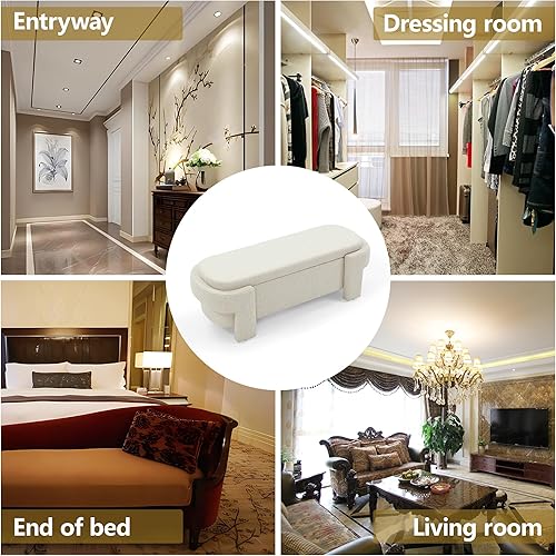 Miniatura 5 de Oval Storage Ottoman Bench, 51.5" Linen Fabric Upholstered Entryway Bench with Safety Hinge and Turned Legs, Flip Top Foot Rest Long Stool for Sofa