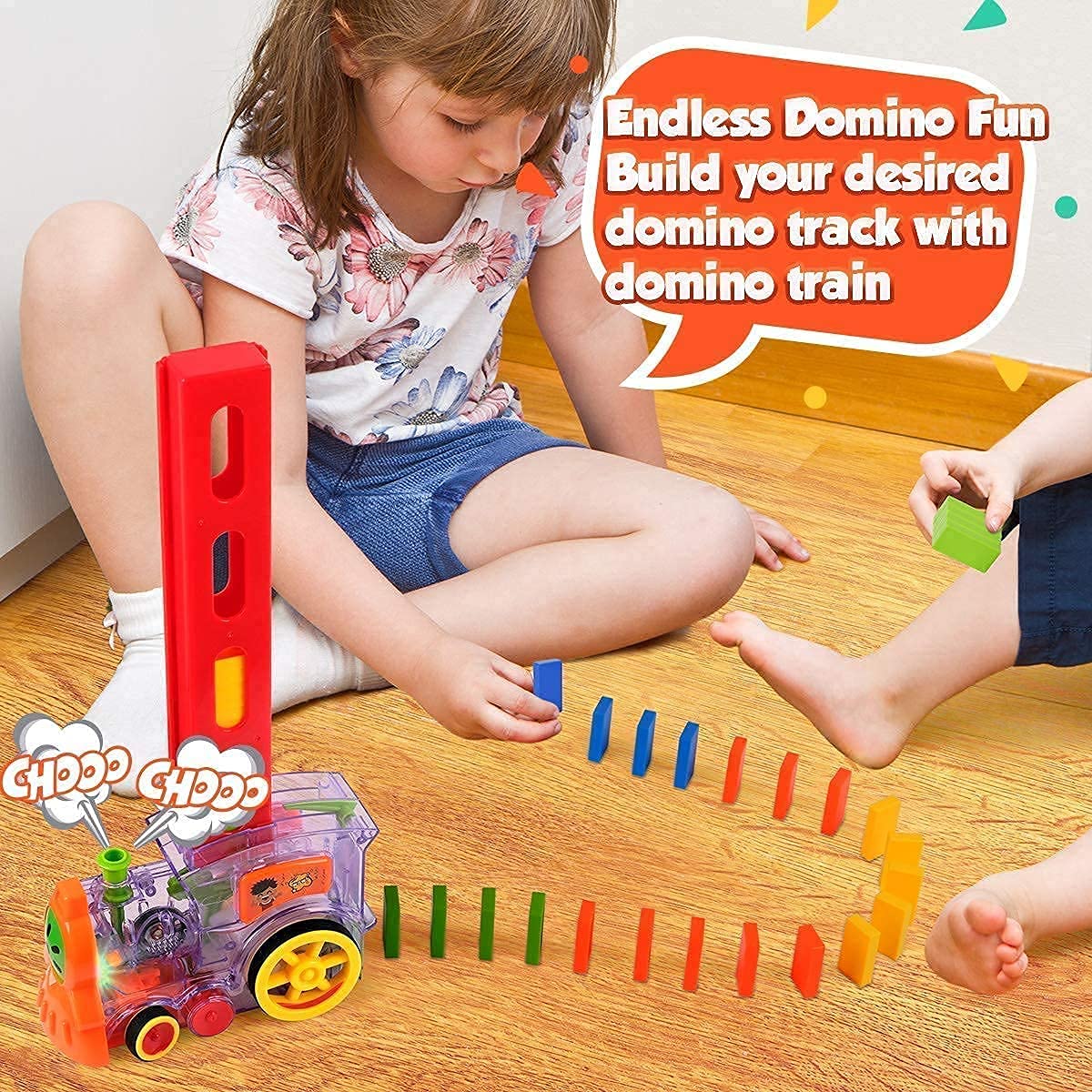 Niku Domino Train Toy with Domino Blocks Set for Kids Educational Game Play Set with Light & Sound Stacking Toy Block Set for 3-12 Year Old Toys for Kids - Image 5 thumbnail