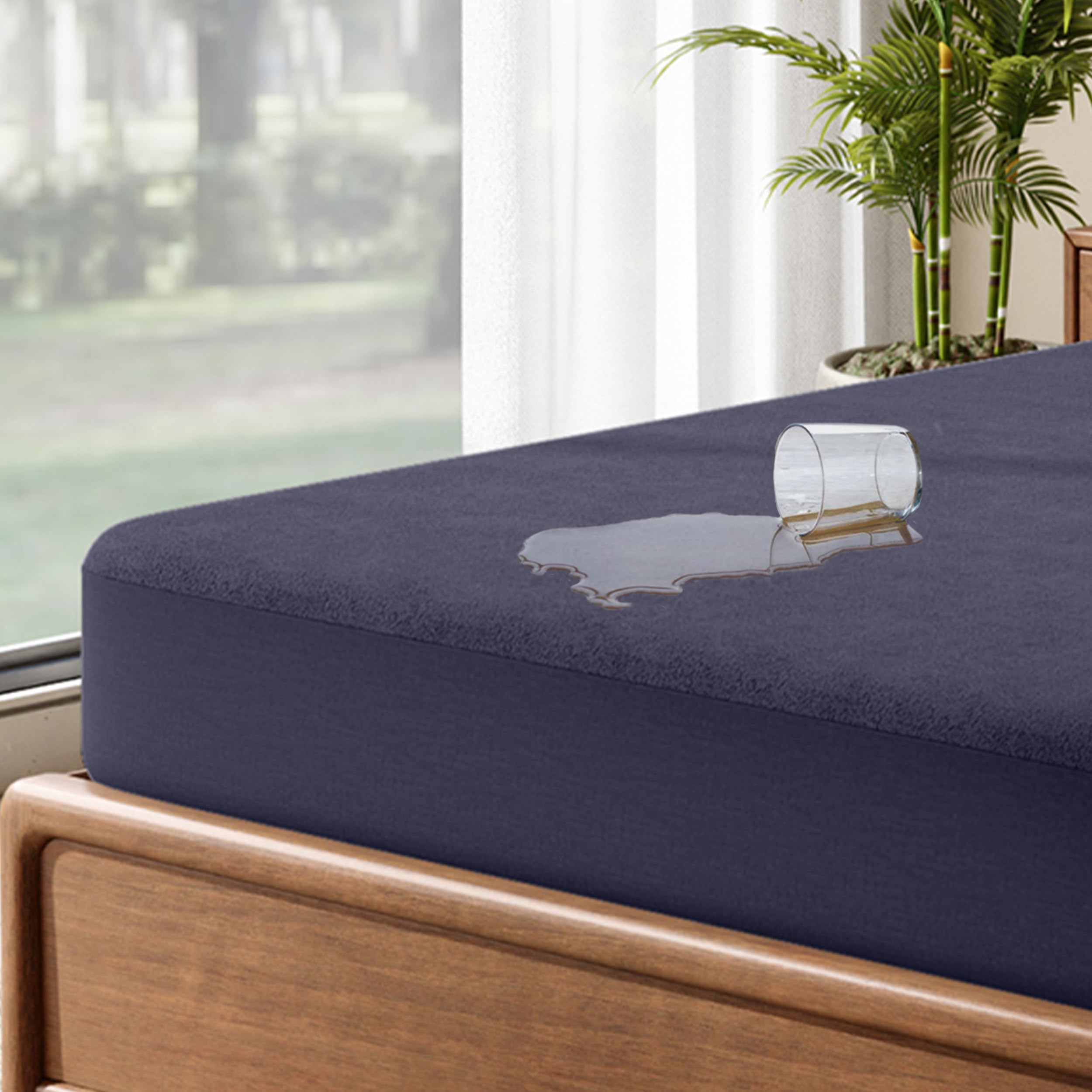 Waterproof Mattress Protector King Size (78"X72") 100% Spill-Proof Terry Fabric, Soft & Breathable, Anti-Allergy, Machine Washable, Noiseless Comfort, Bed Protector Cover, Royal Blue