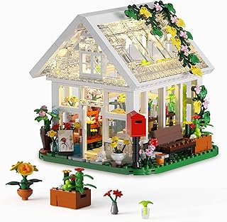 Flower House Building Toy, Flower Friends Garden House Building Set with LED Light, Creative Building Playset, House, Great Gift for Friends and Girls (597 Pieces)
