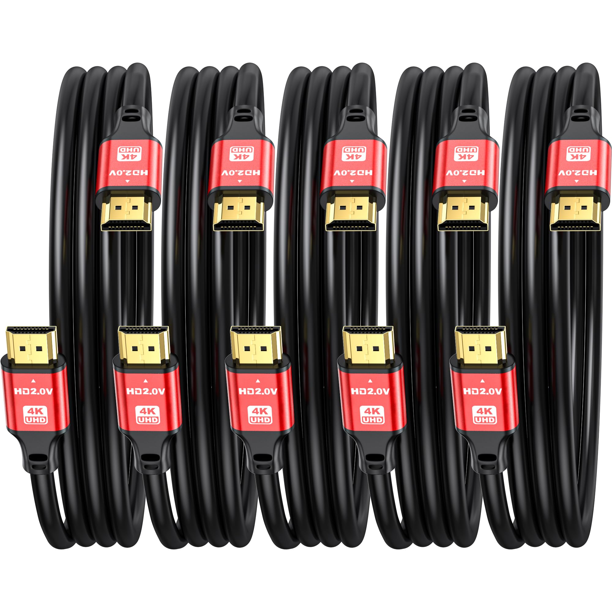 HDMI Cable 3FT 5-Pack, 48Gbps 8K@60Hz 4K@120Hz, HDCP 2.2 & 2.3, DTS:X, HDR 10 Compatible with Roku TV/eARC/3D/PS5/HDTV/Laptop/Blu-ray High Speed HDMI Cable(Red)