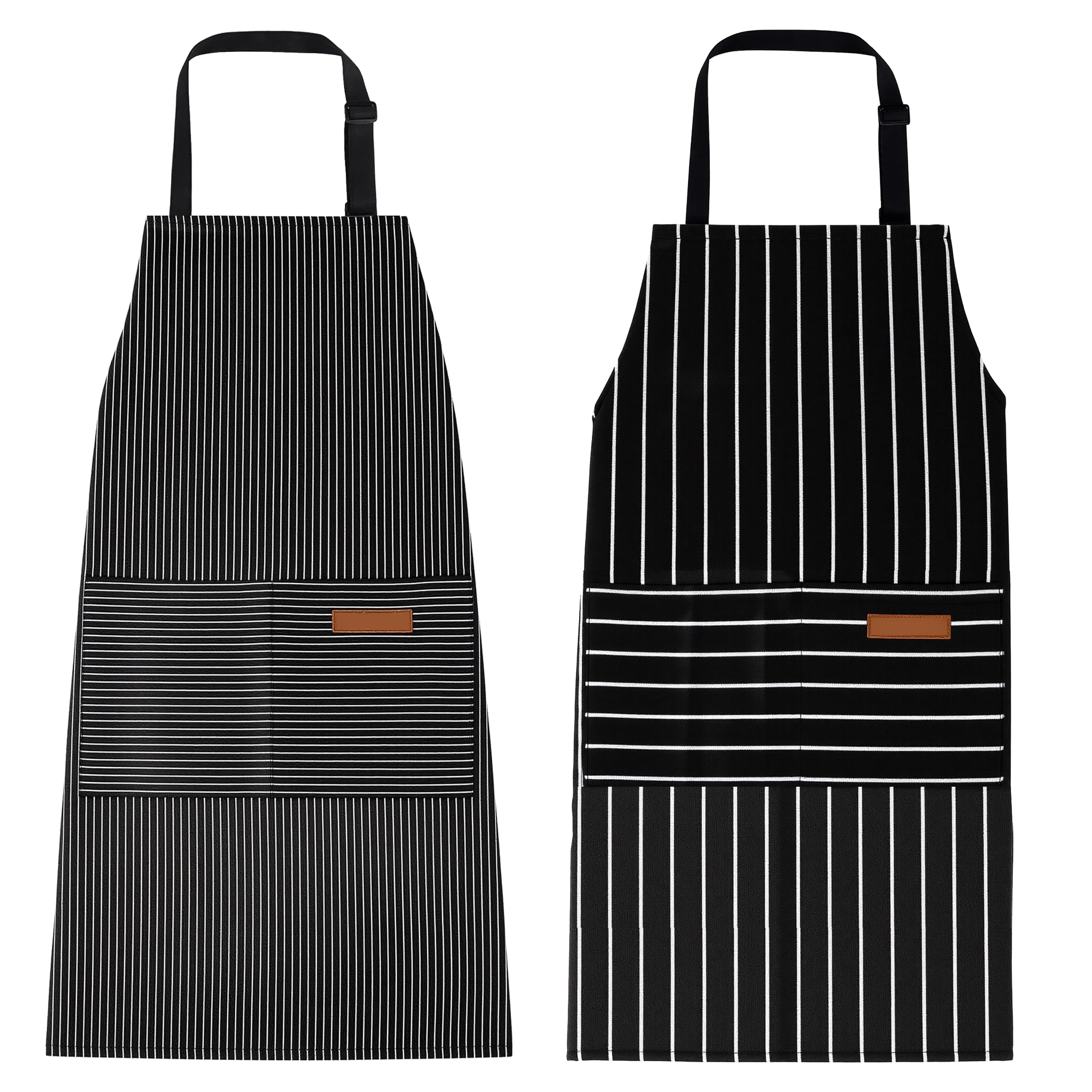 ZHABAYEN 2 Pack Aprons for Cooking, Black Apron for Women with 2 Pockets, Adjustable Cooking Apron for Men's Cooking, Suitable for Kitchen, Cafe, and Baking