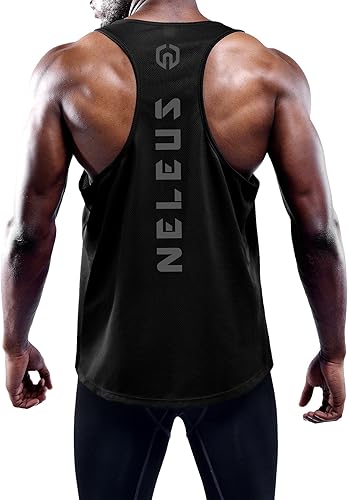 Miniatura 2 de NELEUS Paquete de 3 camisetas sin mangas con espalda en Y Dry Fit para hombre