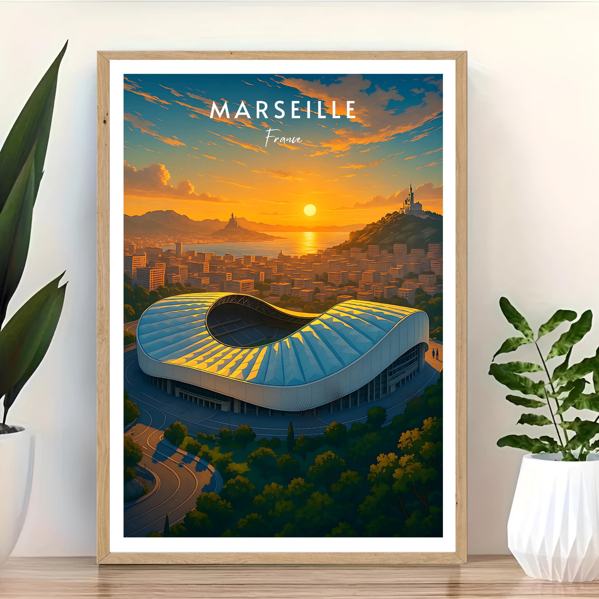 Générique Affiche murale deco - sport - Marseille, velodrome, football - art moderne, cadeau, poster, impression, illustration - JLprint (A1-59,4 x 84 cm)