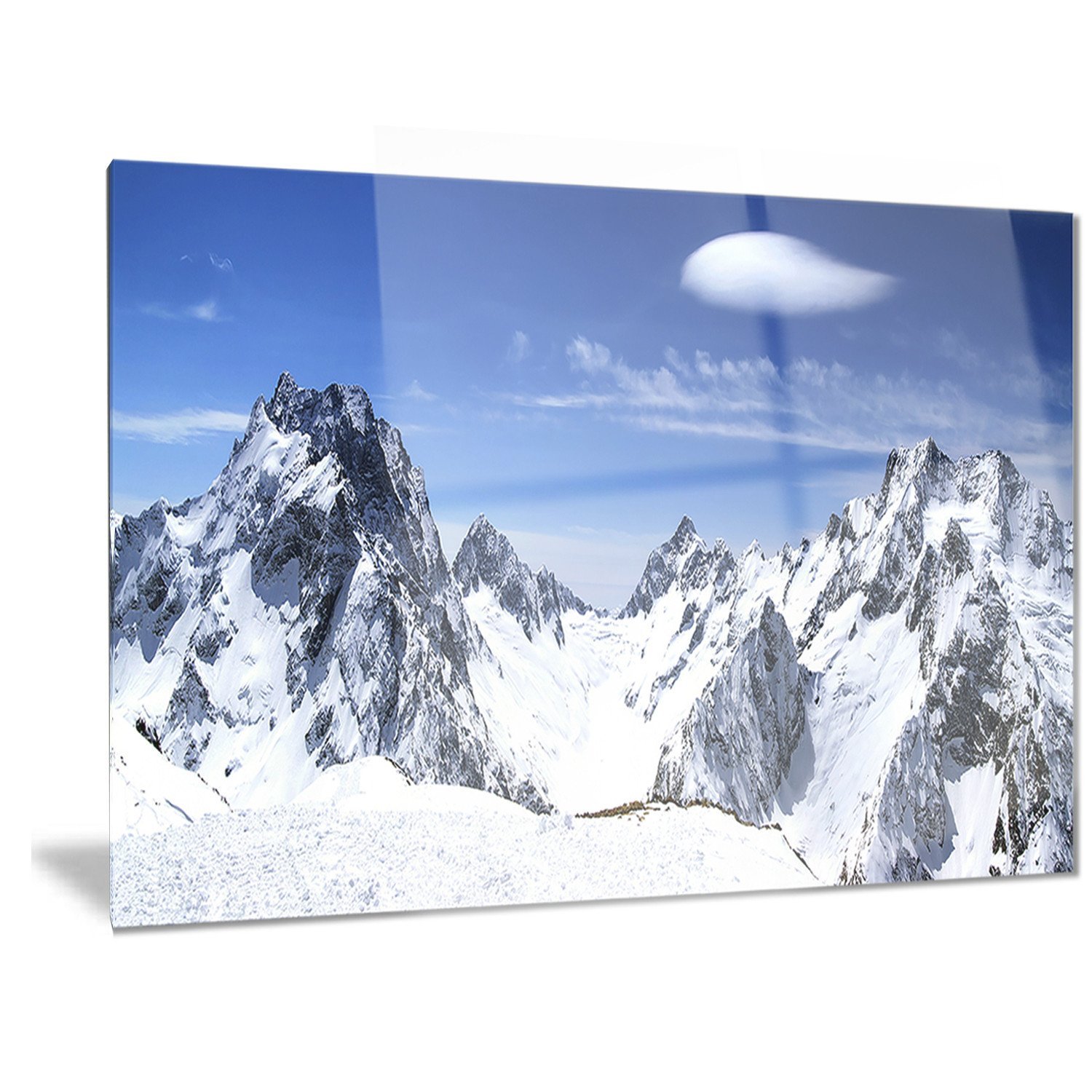 Designart Panorama Caucasus Mountains-Photography Metal Wall Art-MT6907-28x12