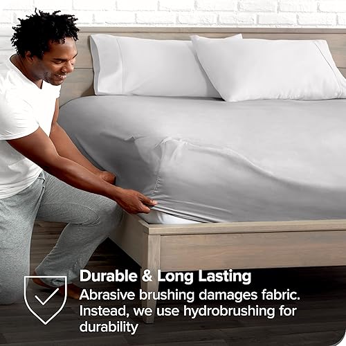 Miniatura 3 de Bare Home Juego de sábana bajera + funda de almohada, microfibra ultrasuave 1800 de alta calidad, resistente a las arrugas (Queen, gris claro)