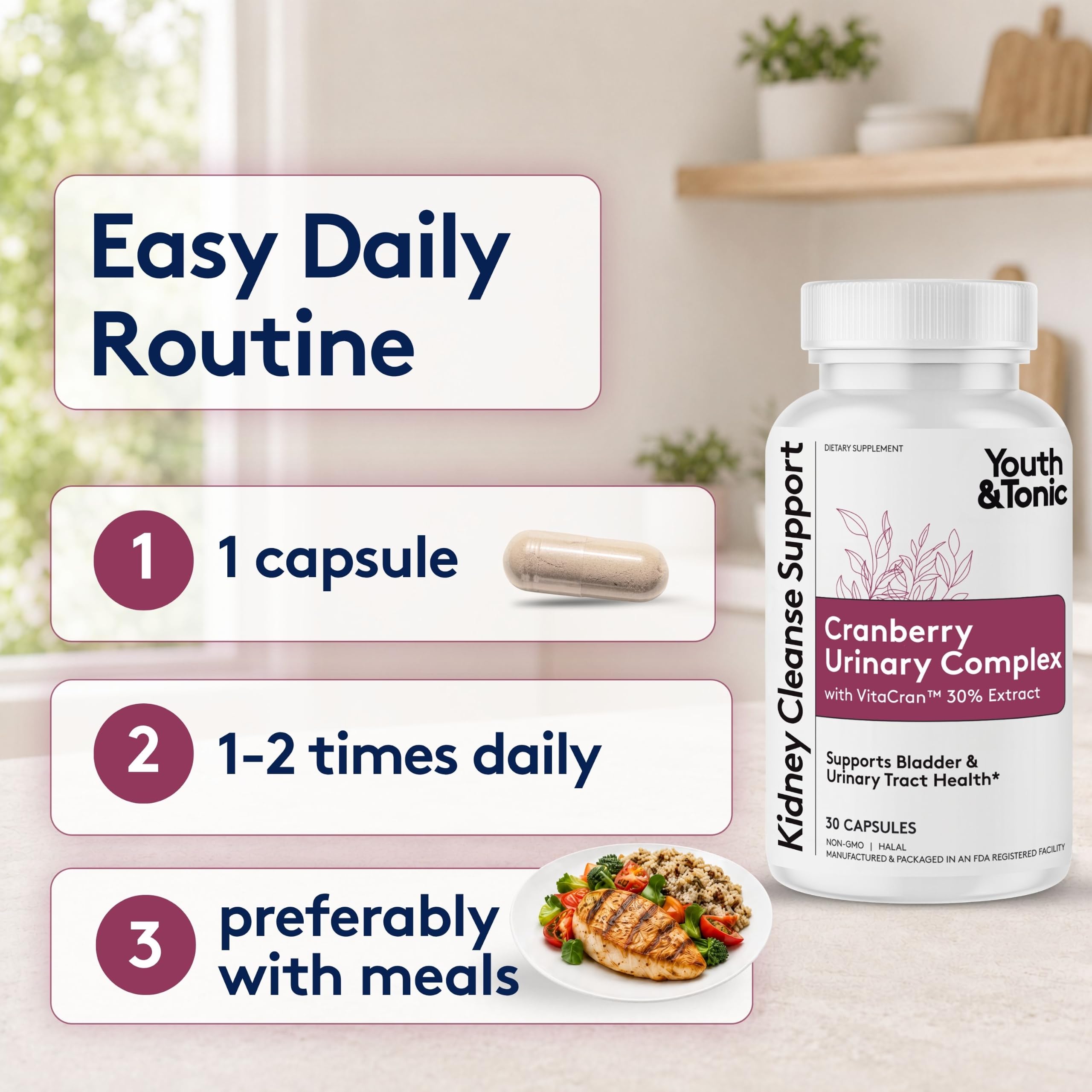 Youth & Tonic Kidney Support Supplement, Cleanse, Detox, Cranberry Extract — Amazon image 6
