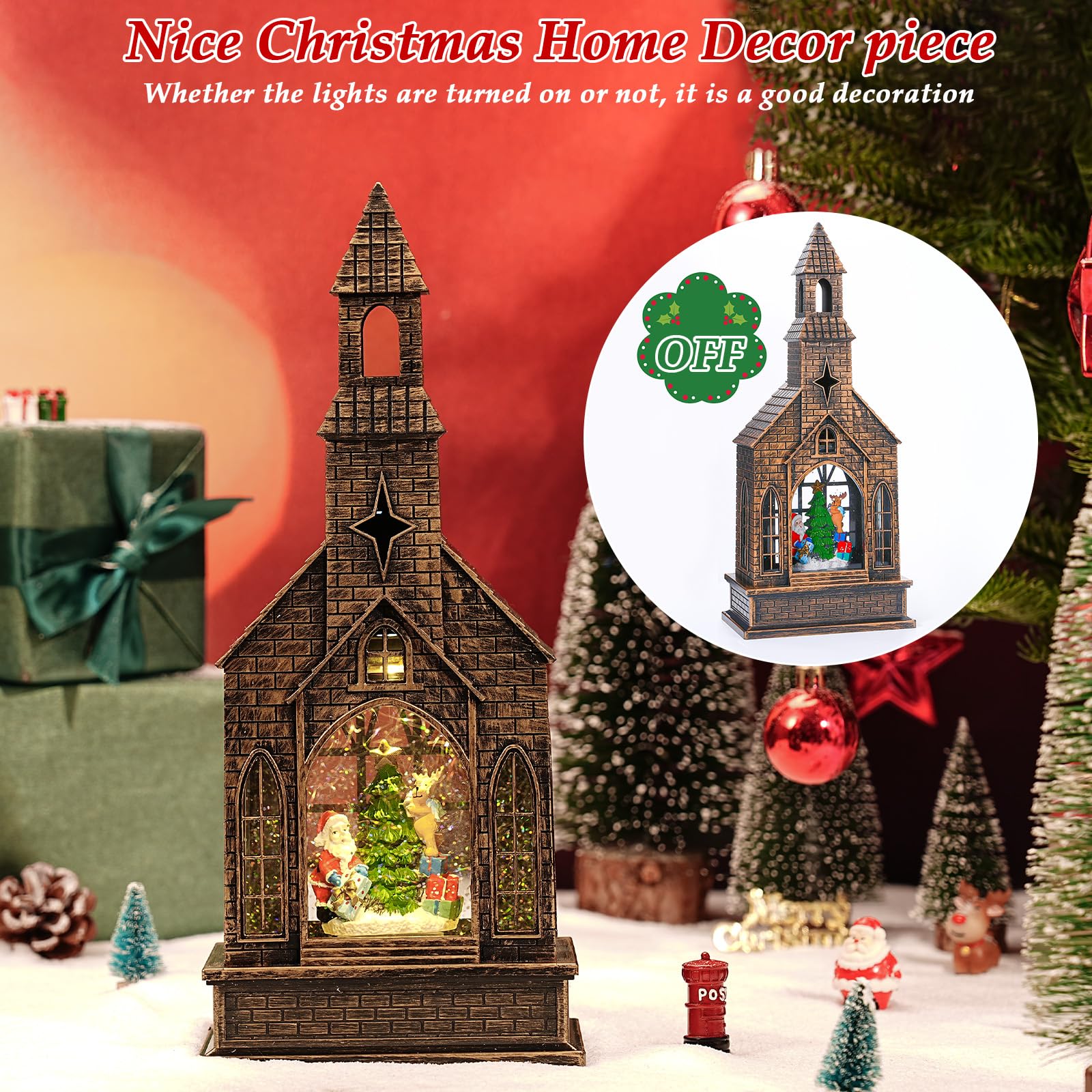 Globo Di Neve Natalizio Musicale Con Luci E Timer - Lanterna Decorativa Con Pupazzo Di Neve, 8 Canzoni - Foto 12