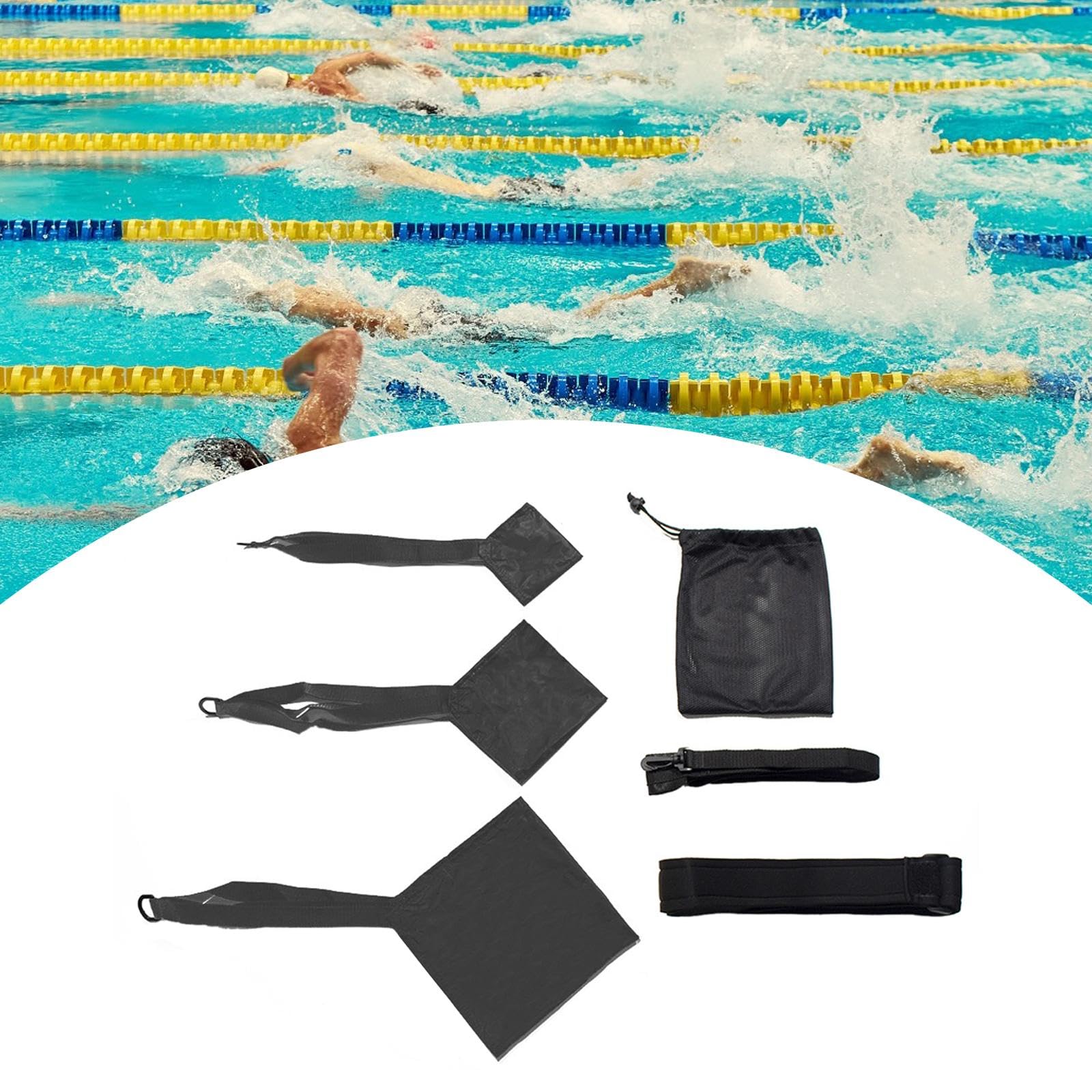 kowaku Swimming Parachute Resistance Set with Drag Parachute,Swim Parachute Resistance Training Equipment for Pool Women Men Aquatic
