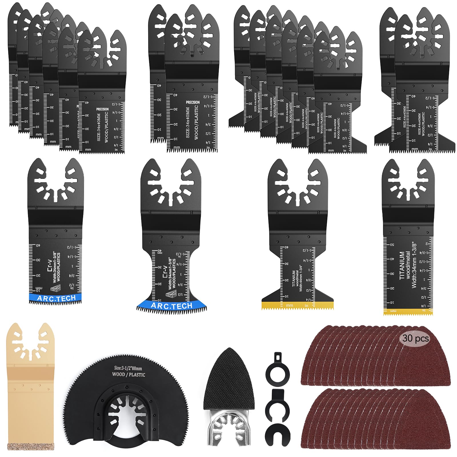 Sägeblatt, 27-teilige Multifunktion Oszillierendes Sägeblatt Set für Holz, Metallrohre & Bleche – Inkl. Schleifaufsatz, für Stichsäge & Feinschnitt