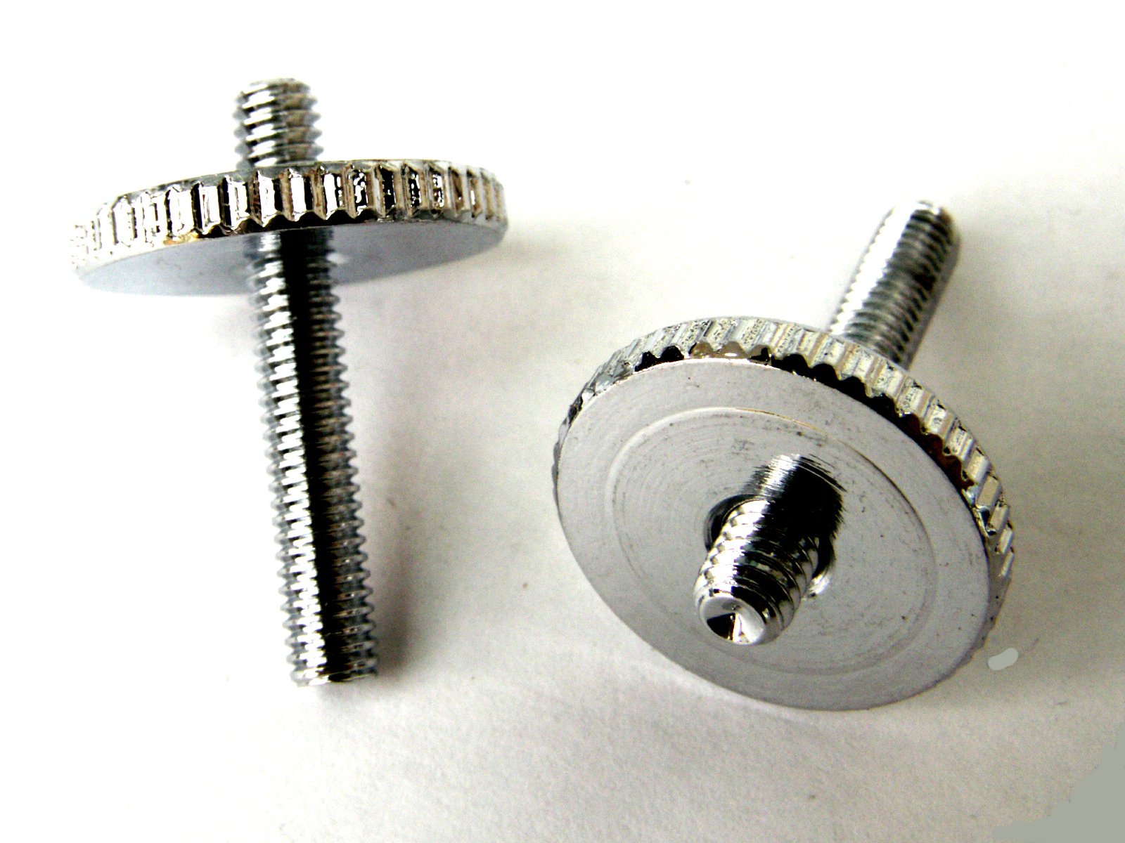 2 Chrome height adjusting thumb wheels posts guitar bridge screws tune o matic