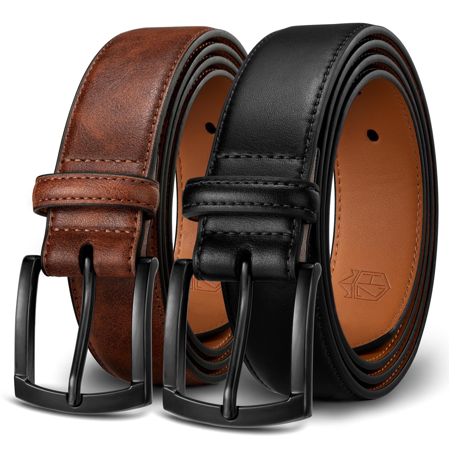 Zitahli Mens Belt 2 Pack - Men Leather Belt Design for Work Business and Casual Golf Jeans-Everyday Wear