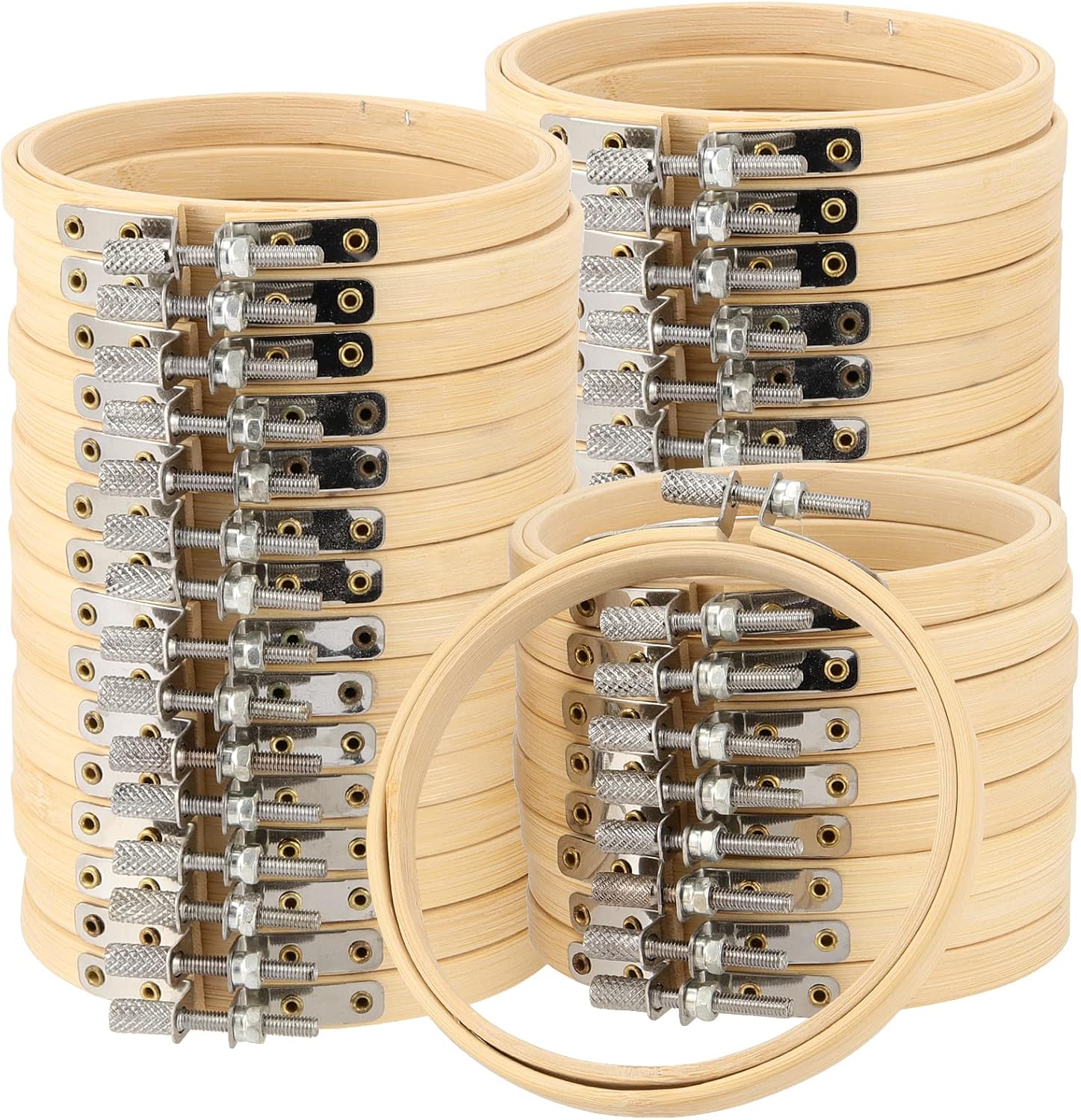 MUKLEI 30 Pack 6 Inch Embroidery Hoops Bulk, Bamboo Embroidery Cross Stitch Hoop Ring