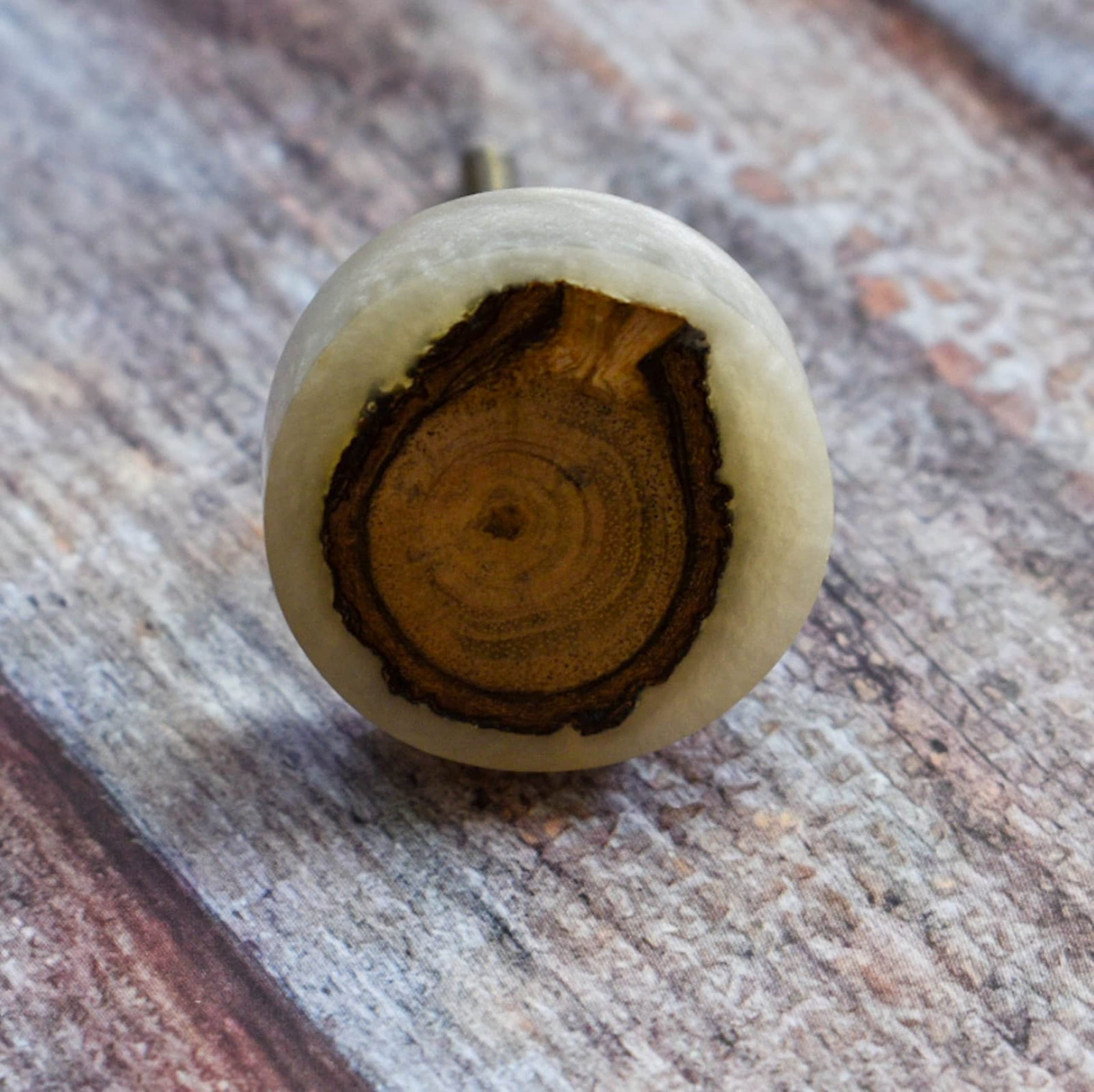 ARTISNO White Set of 6 Resin Wood Knobs: Unique Round Resin Drawer Door Knobs & Cabinet Pulls - Image 3