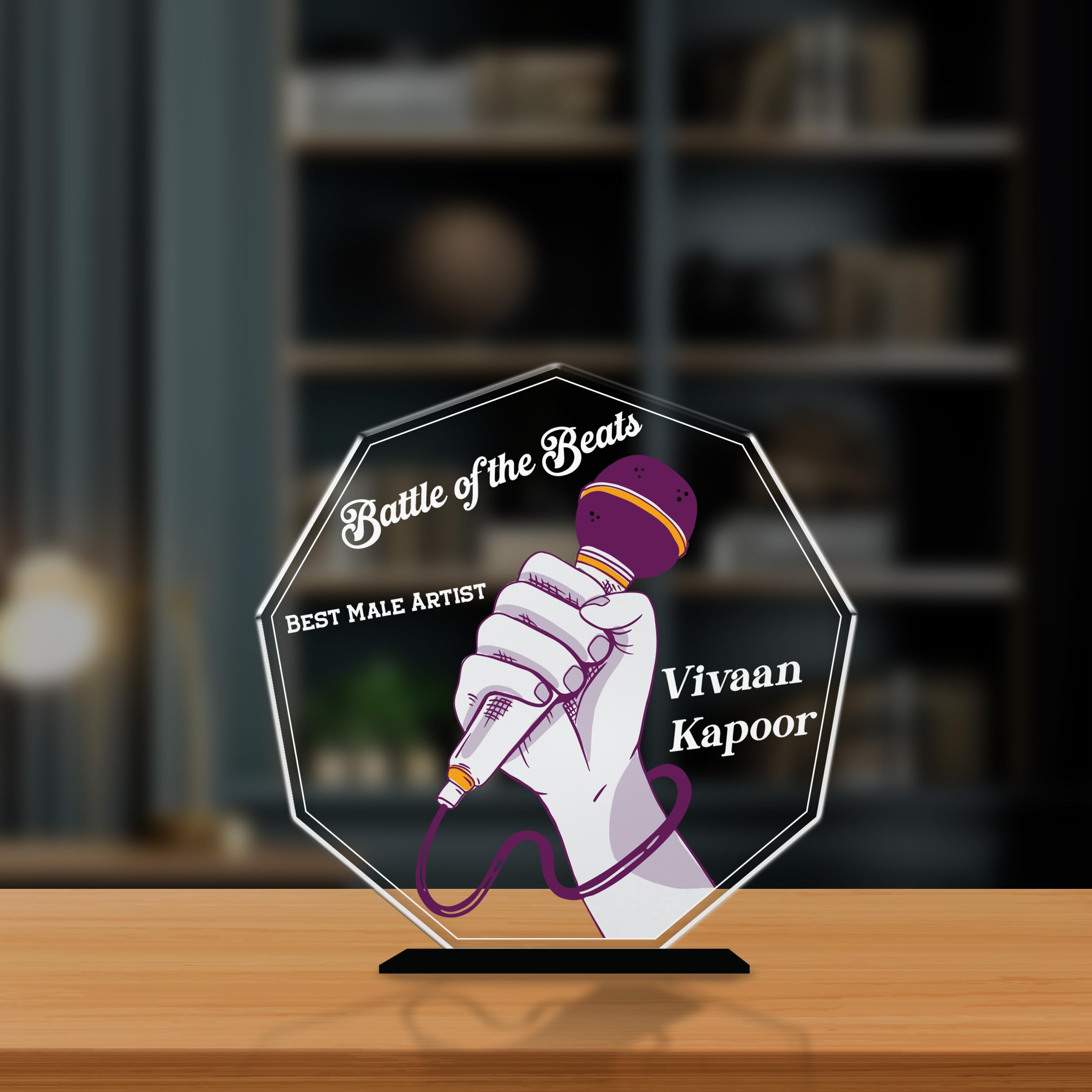 Gift Me Bazar Personalized Music Award Trophy | Custom with Name | Unique Gift for Male Artists, Singers, and Musicians | Acrylic Award Trophy-picture-10