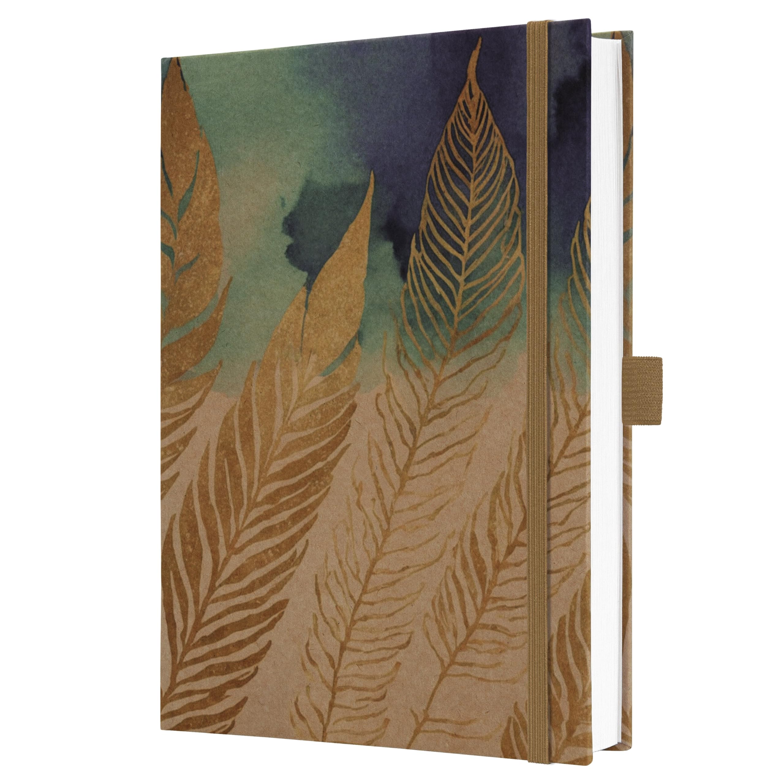 Sigel JN859 Notebook Jolie - Pure Feathers - approx. A5 - lined - hardcover - brown/blue/gold - 192 p. - 100 gsm - FSC-certified