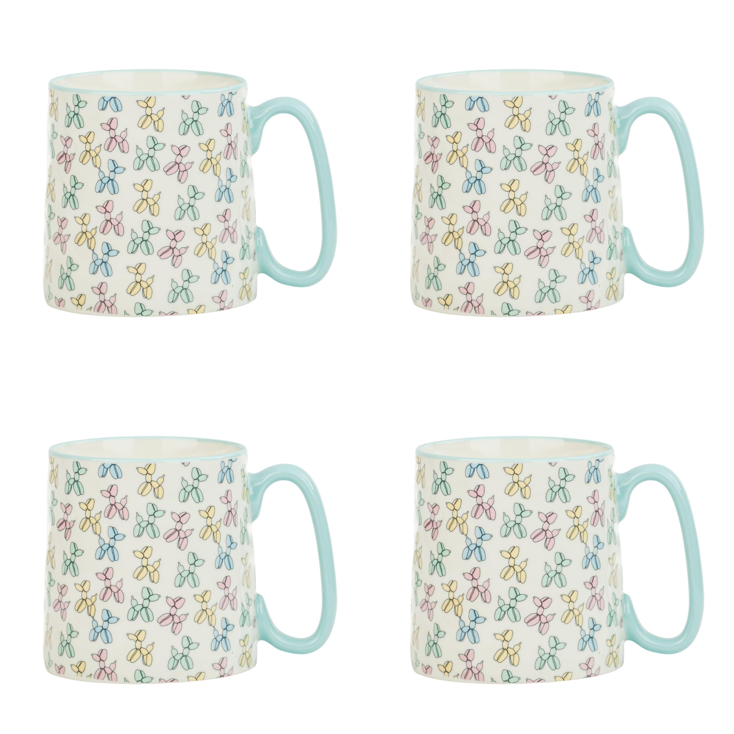 10 Strawberry Street Bella Mug, Balloon Dog, Set of 4