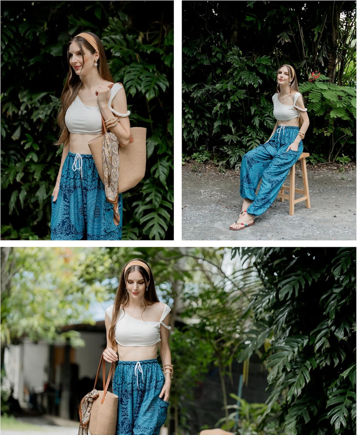 Tranquil Threads Women's Harem Pants with Pockets and Drawstring, Hippie Boho Yoga Clothes - Image 6