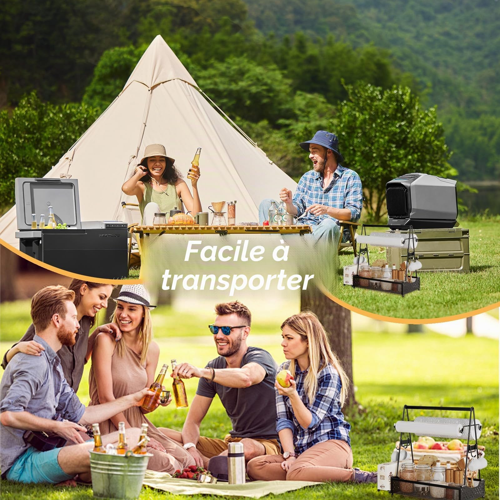 Panier de barbecue, récipient à ustensiles de barbecue avec porte-serviettes en papier et 4 crochets, en métal, accessoires de camping, organisateur pour cuisine et extérieur
