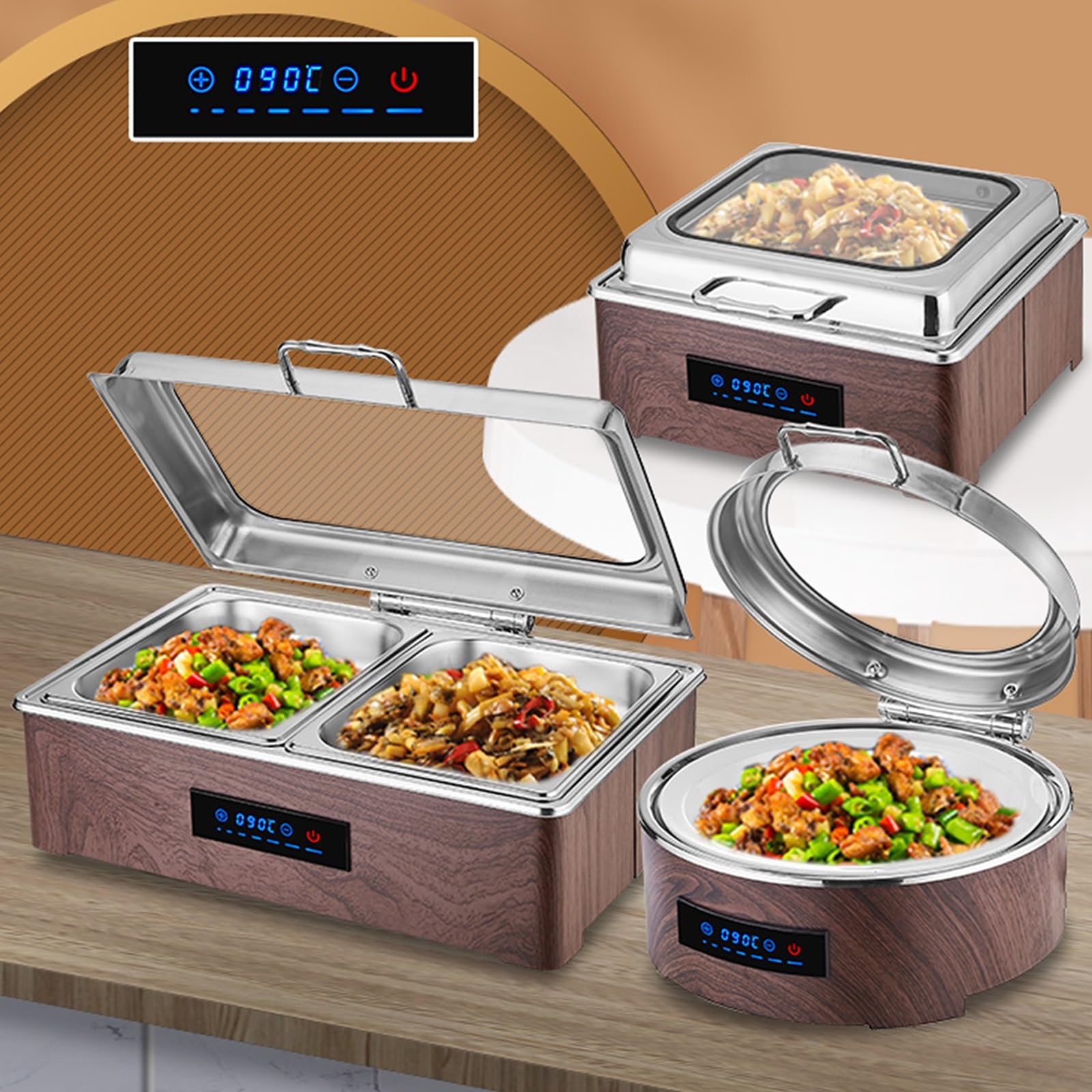 Calentadores de alimentos para catering, platos inteligentes para bufé para eventos, fiestas, reuniones, diseño duradero, fácil de limpiar, perfecto para servicios de catering