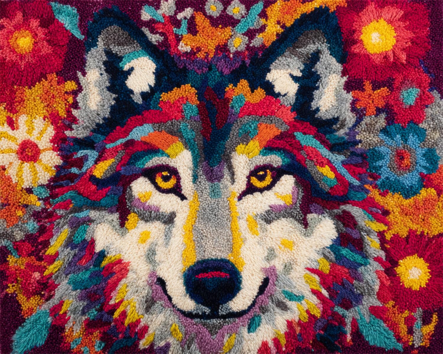 Henypt DIY Latch Hook Rug Kits Graffiti Wolf 80x115cm
