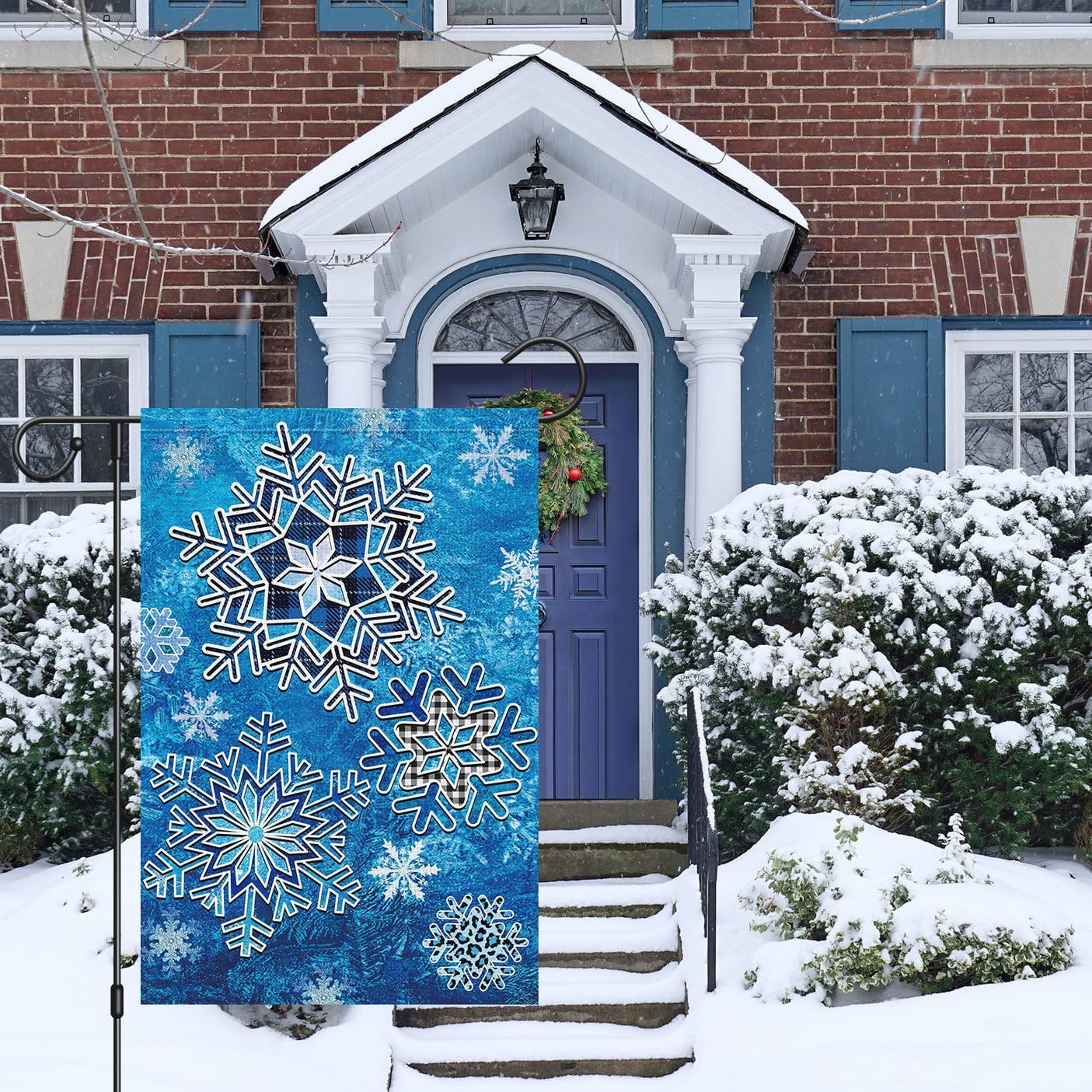 Louise Maelys Winter Garden Flag Double Sided Snowflake 12x18 Inch Small Burlap Welcome Holiday Yard Outdoor Outside House Decoration - Image 2
