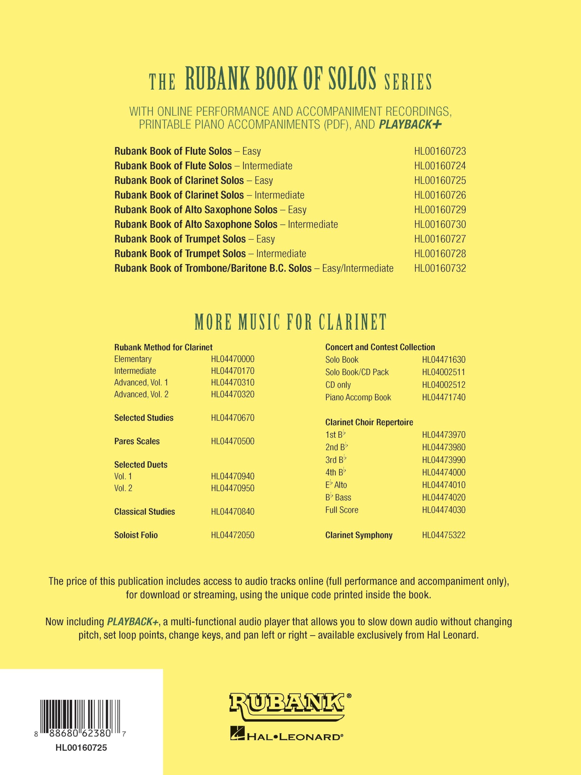 Rubank Book of Clarinet Solos - Easy Level: Book with Online Audio (Stream or Download)
