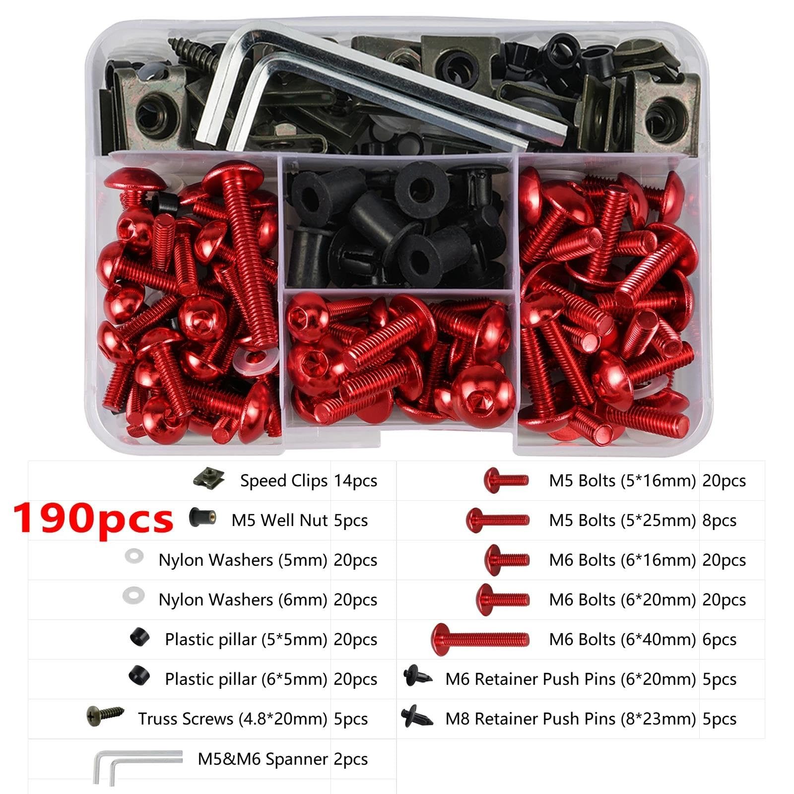 Kit Di Bulloni Per Carenatura Da 190 Pezzi Per CBR1000F Per CBR929RR Per CBR954RR Bulloni Viti Elementi Di Fissaggio Dadi Clip Vite Viti Per parabrezza Moto Fissaggio(Verde)