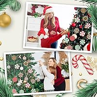 Vista 4 de 12 adornos grandes de caramelo de Navidad de 7 pulgadas, decoración de piruleta de menta, adorno colgante para árbol de Navidad