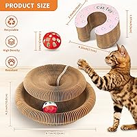 Vista 2 de Collapsible Cats Cardboard Scratcher, Interactive Cat Toys for Indoor Cats, Scratch Pad Shape Shifting Ball Track with Bell, Magic Organ Cat Toy for