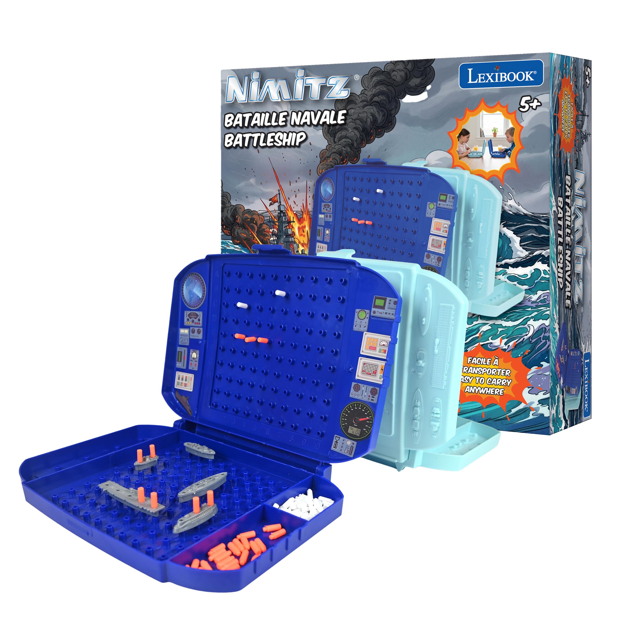 LEXIBOOK, Battleship, compact travel board game, blue, GT100LXB