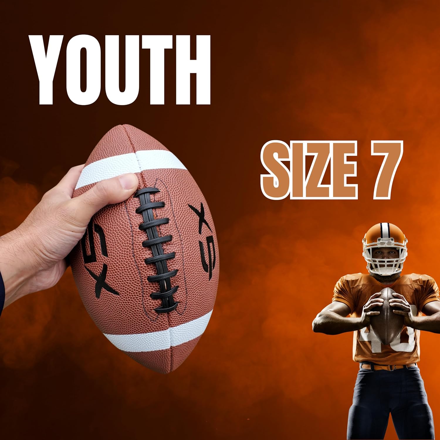 Official Size 7 Football – Durable,Strong Grip Leather Adult & Youth Football for Practice, Game Day, Outdoor Sports, and Training – Ideal for American Football Lovers & Athletes