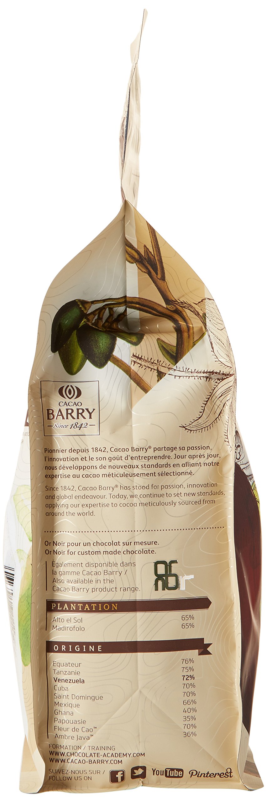 CACAO BARRY 72% Min Cacao Chocolat Venezuela Pistoles 1 kg