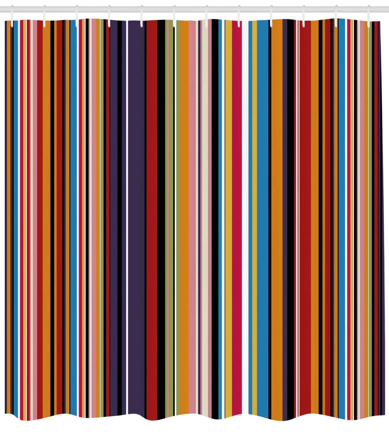 Ambesonne Abstract Shower Curtain, Vibrant Colored Stripes Vertical Pattern Funky a Modern Tile Illustration, Cloth Fabric Home Bathroom Art for Bath Decor Set with Hooks, 69" W x 70" L, Orange Purple - 2