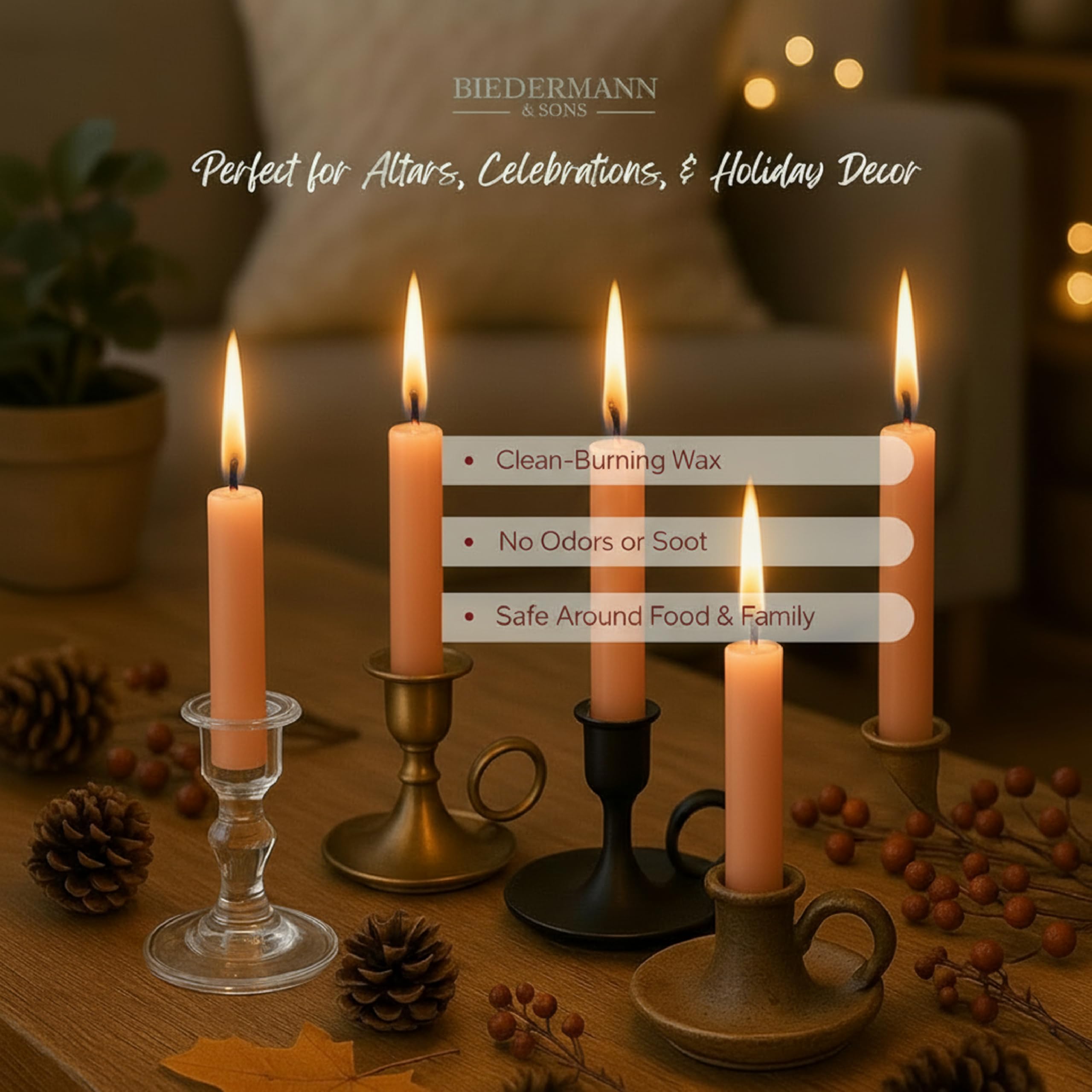 Biedermann & Sons Chime or Tree Candles pudełko 20 sztuk, pomarańczowe