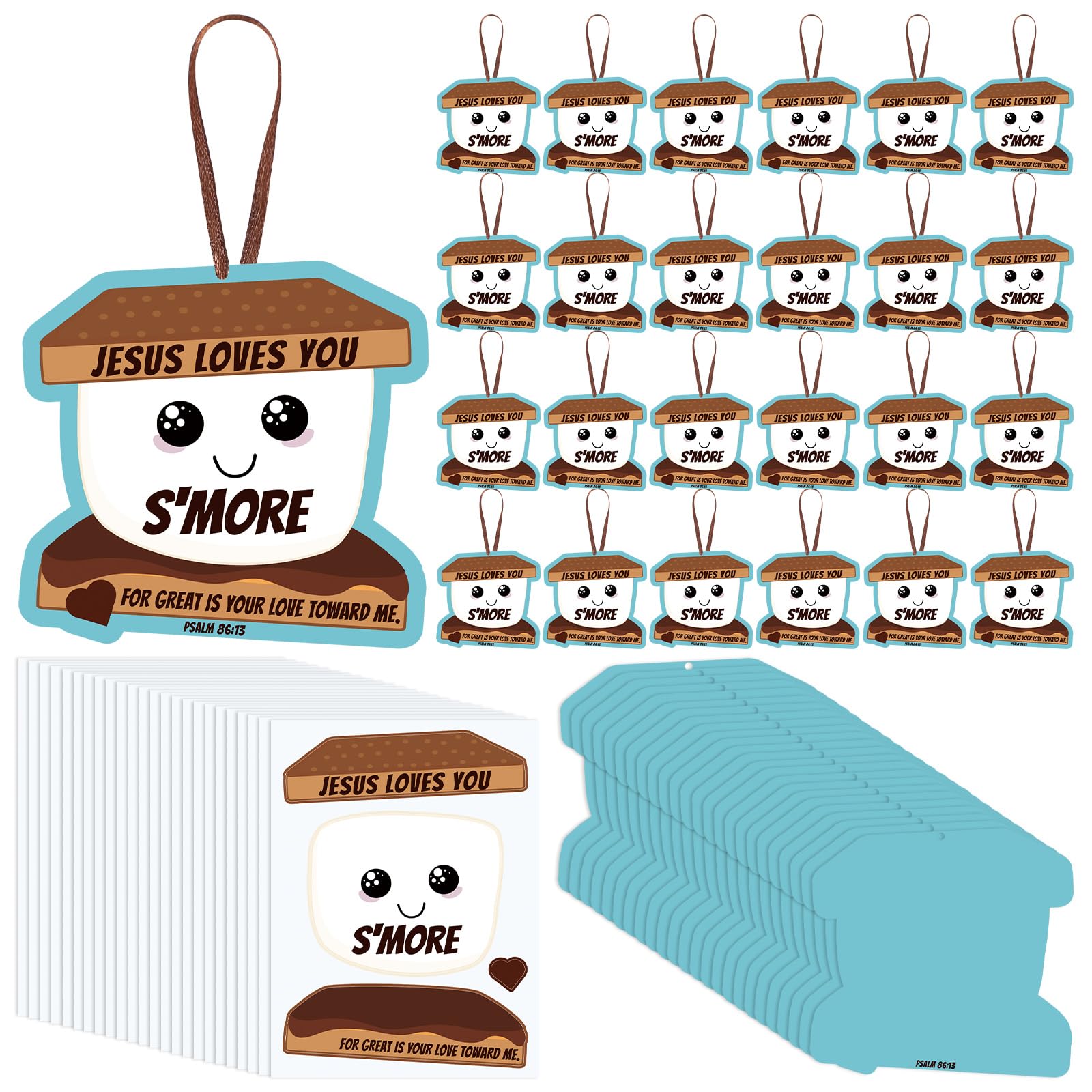 Motipuns Jesus Loves You S'More Ornament Craft Kit DIY Religious Craft for Kids Classroom VBS Vacation Bible Sunday School Church Activities Camping Party Christian Decor