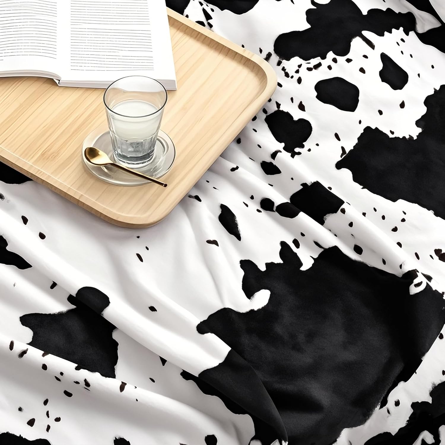 Cow Print Blanket, Ultra Soft Cozy Throw for Couch Bed and Travel, Cow Decor Throw Blankets for All Seasons 50"x60" (Black) - Image 6