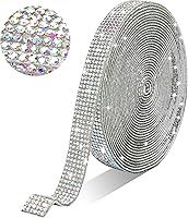 Vista 1 de Tiras autoadhesivas de diamantes de imitación de cristal AB, 6 filas de 6 yardas con diamantes de imitación de 0.079 pulgadas para manualidades