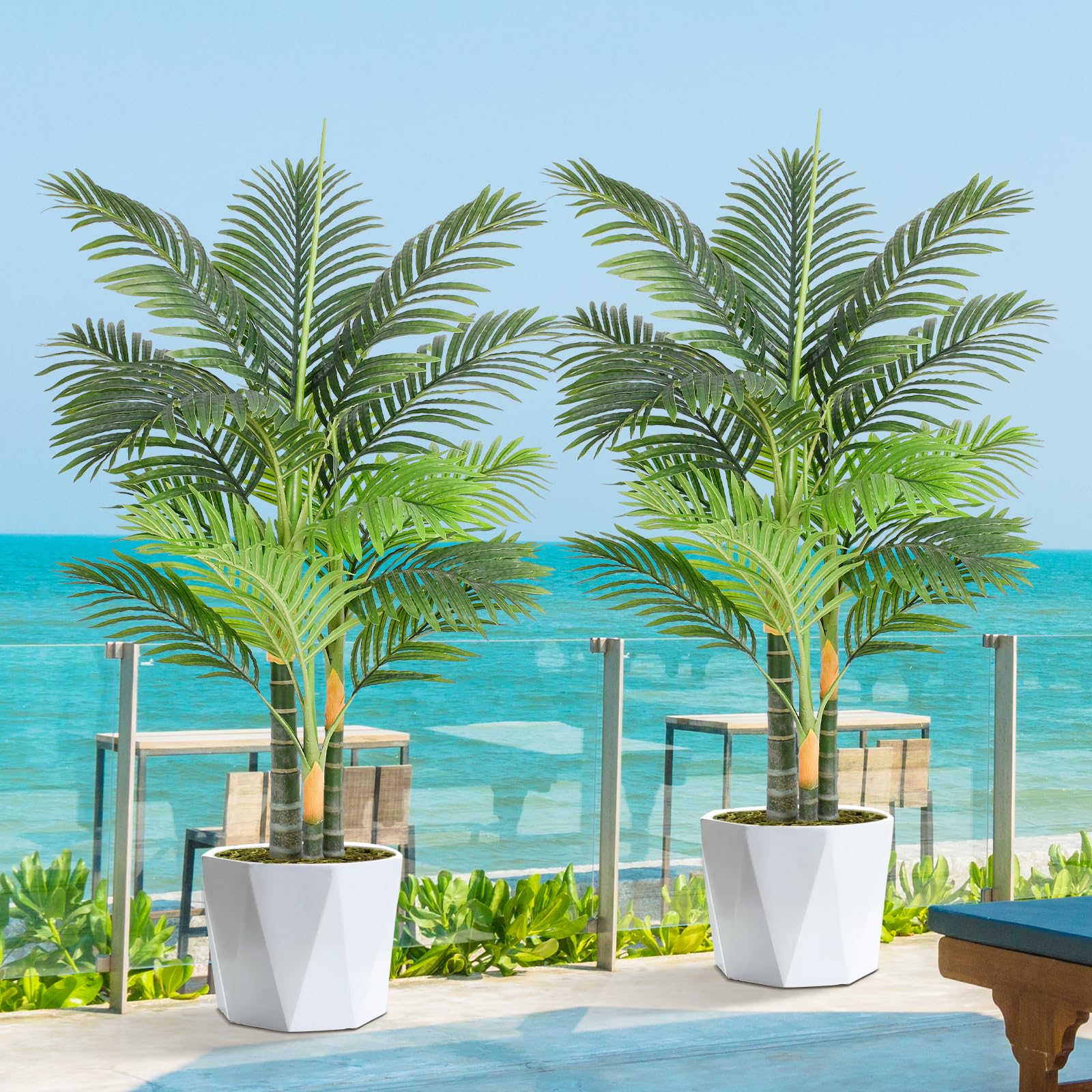 Keeplush Triple Golden Cane Palm Artificial Tree