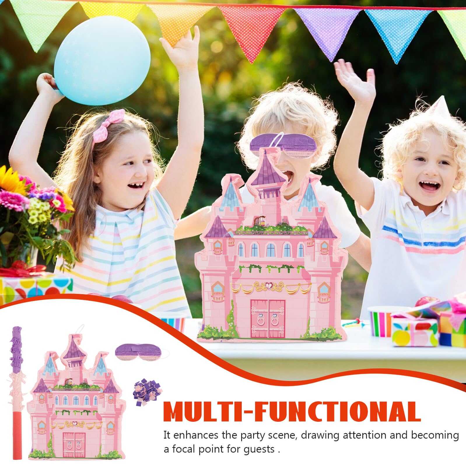 Piñata Château Princesse 1 Set en Papier, Décoration Fête Anniversaire