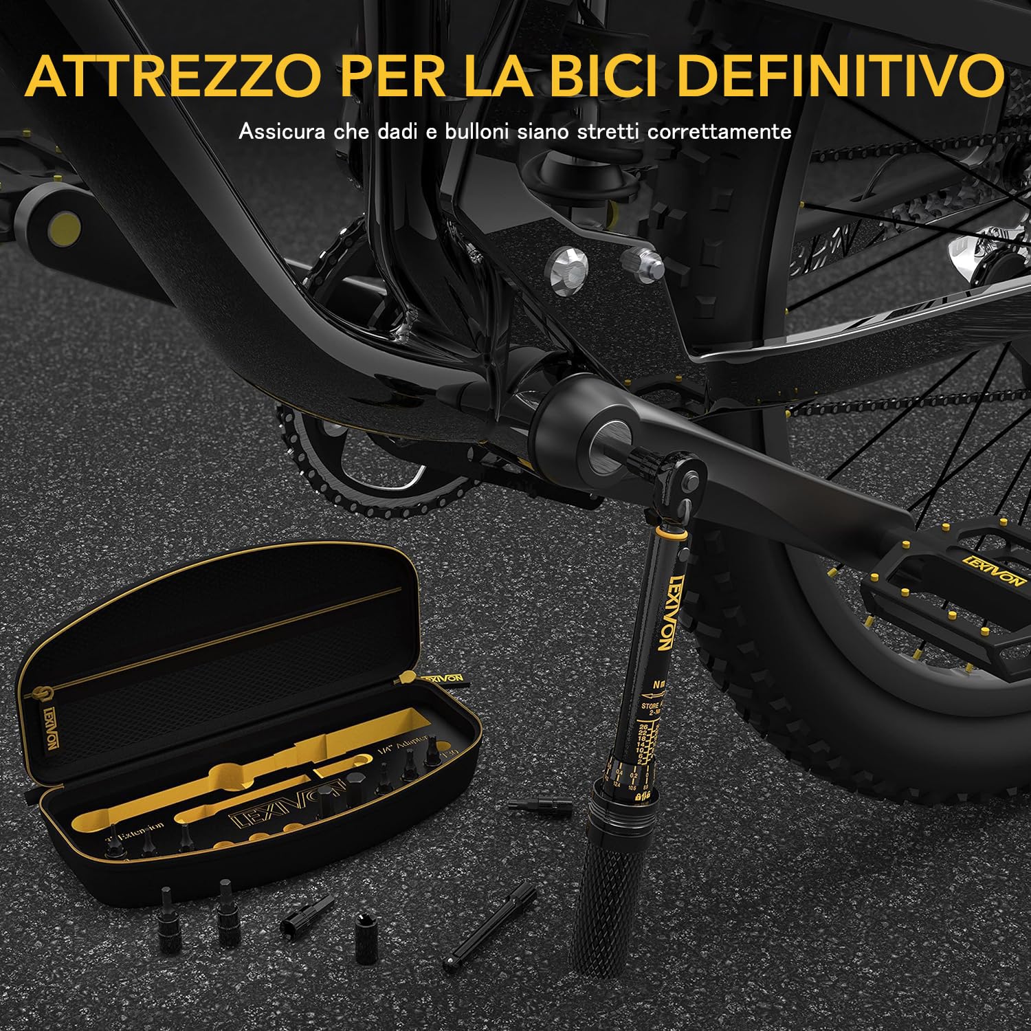 LEXIVON Chiave Dinamometrica Bici/Moto 1/4'' | 2~26 Nm, Set da 15 Pezzi di Punte Esagonali e Torx, Kit Chiavi Dinamometriche Professionali Portatile per Bicicletta, Mountain Bike Tools (LX-191)