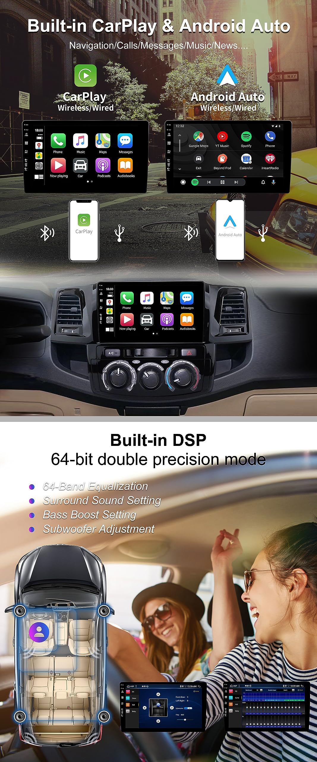 JOYX Android 14 IPS Autoradio Pour Toyota Fortuner Hilux Revo Vigo (2004-2014) - 2G+32G - Sans Fil Carplay + Android Auto - Caméra GRATUITES - 2 Din 9 Pouce - Dab Volant