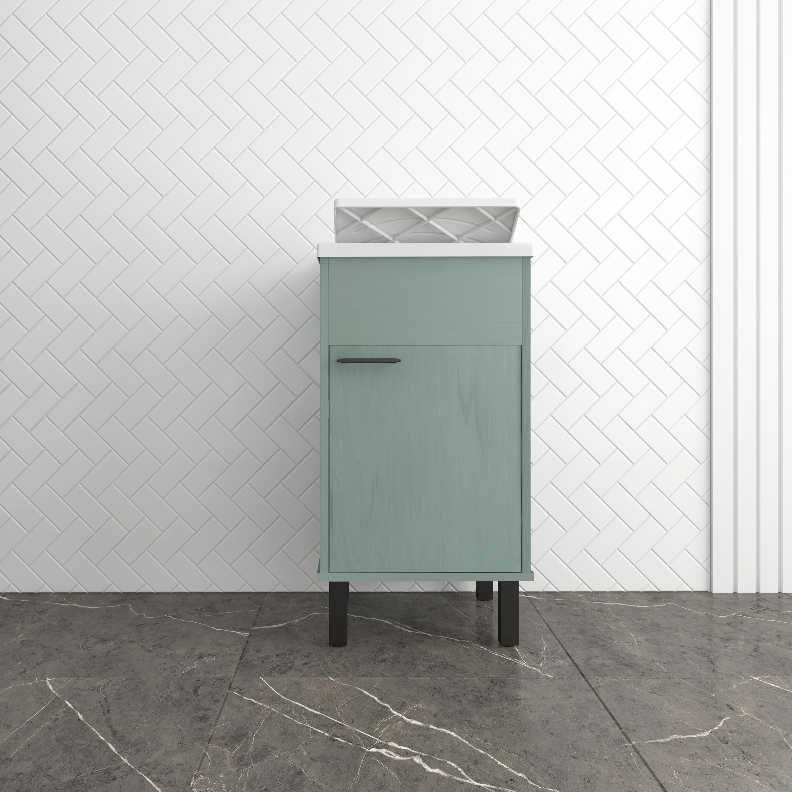 Negrari Mobile Lavatoio in PVC con vasca in PP, Resistente agli acidi di uso comune, Resistente all'umidità, Kit di scarico incluso, Interno e Esterno, L45 x P50 x H85 cm, Colore Verde Scuro