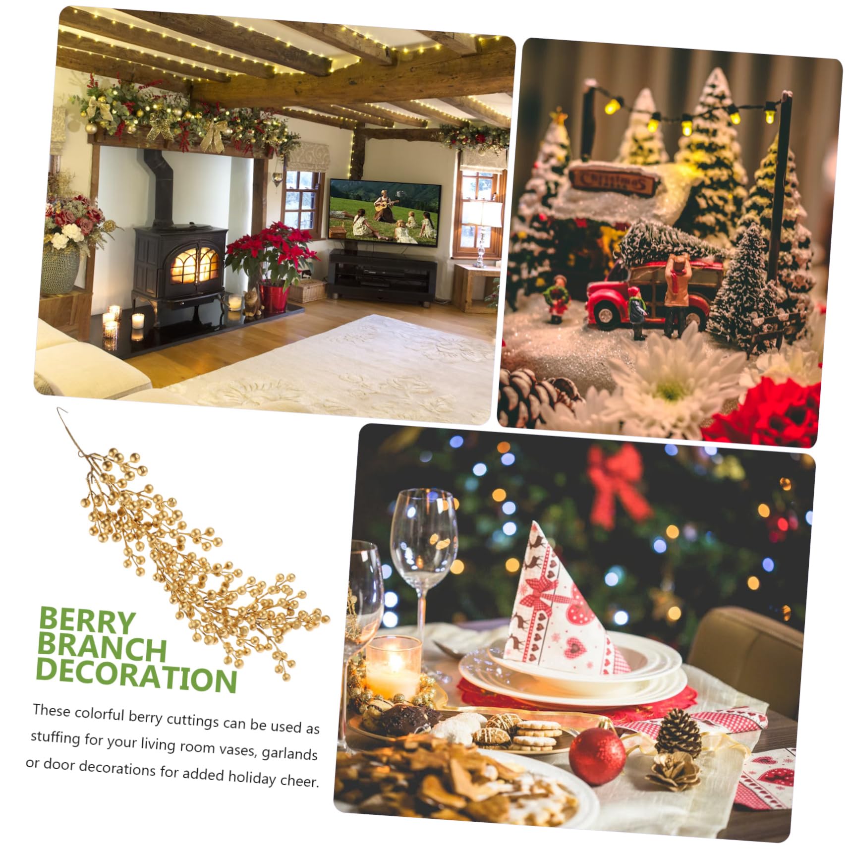 Cabilock 3 Piezas De Simulación De Fruta para Colgar En La Pared Selecciones De Rojas Arreglos De Navidad Decoración De Puerta De Navidad Planta Colgante De