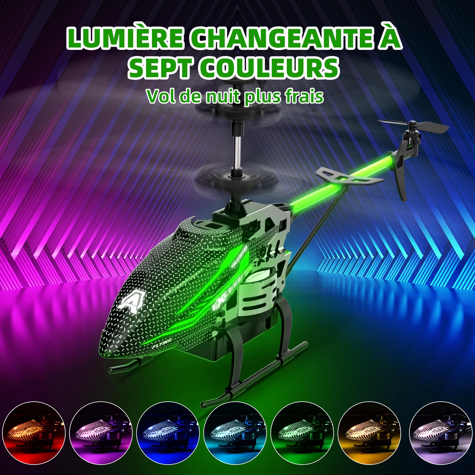 Hélicoptère Télécommandé 2.4G RC avec Éclairage LED 3,5 Canaux Gyro pour Enfant Adultes